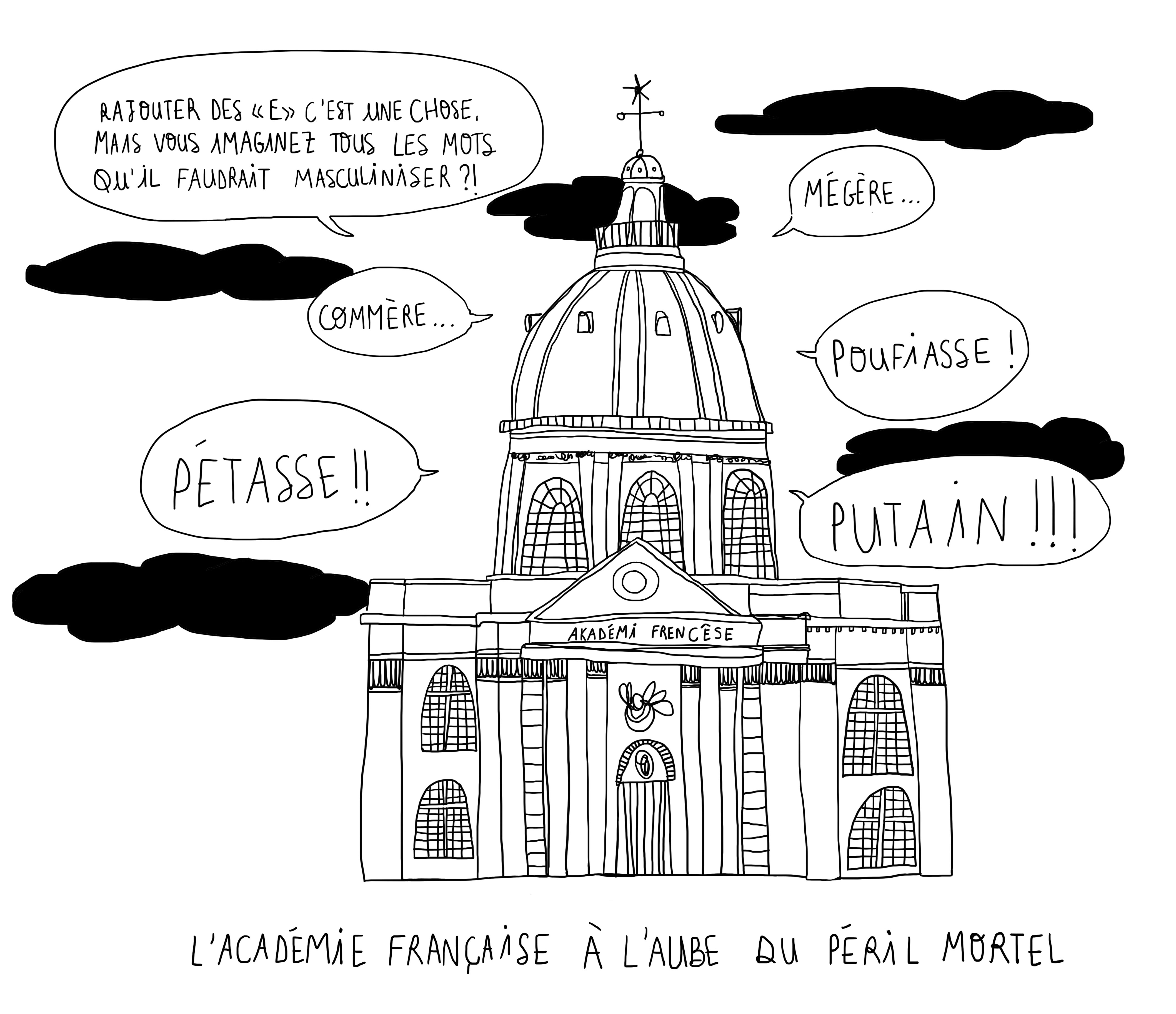 Illustrations de Laura Olivieri sur l'Écriture inclusive, les débats qu'elle provoque autour des questions du sexisme, du féminisme et de la langue française