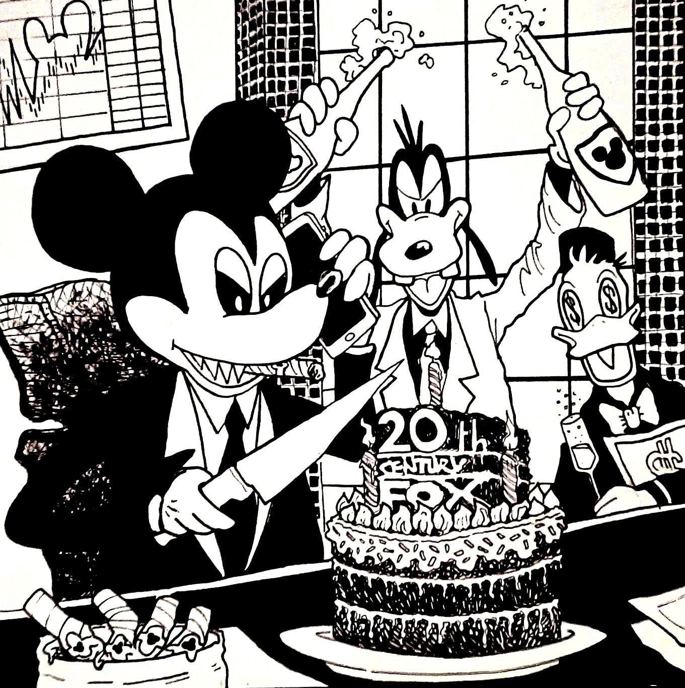 Illustration de Su zo sur le rachat de la fox par le Disney de Mickey Mouse