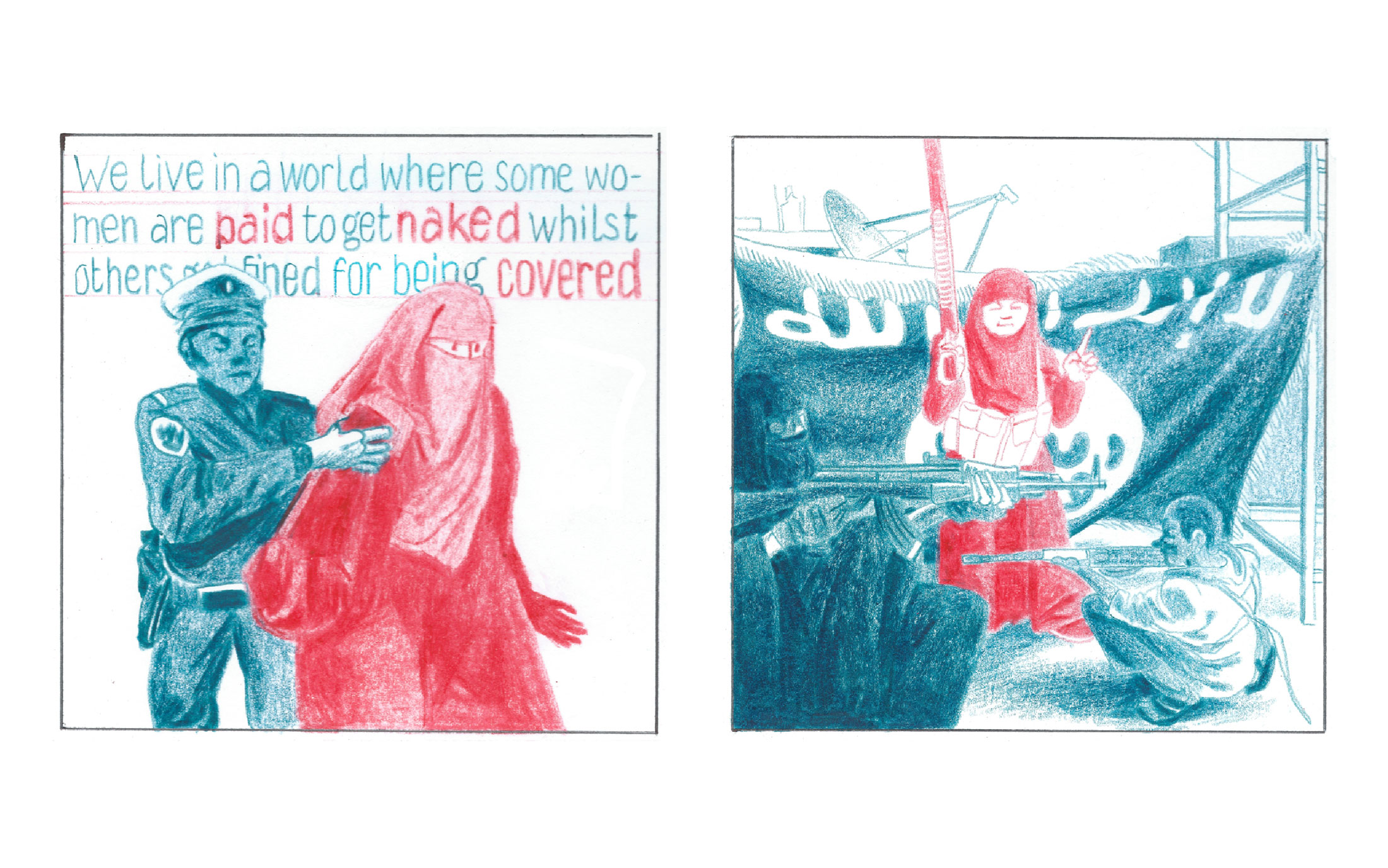 Les femmes du Djihad. Quand les femmes rejoignent Daesh. Illustrations de Lucien Gurbert.